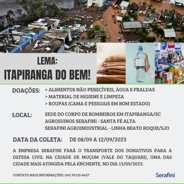 ITAPIRANGA DO BEM: SOS VALE DO TAQUARI!