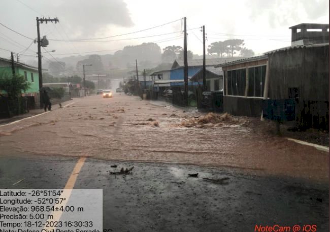 Chuva e vento forte causam estragos em cidades do Oeste de SC