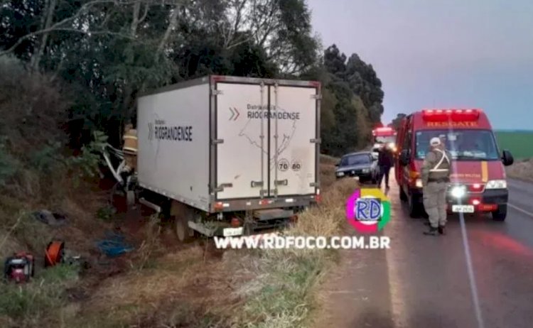 Grave acidente deixa condutor ferido no início da manhã desta quinta-feira na ERS 317 entre Coronel Bicaco e Redentora