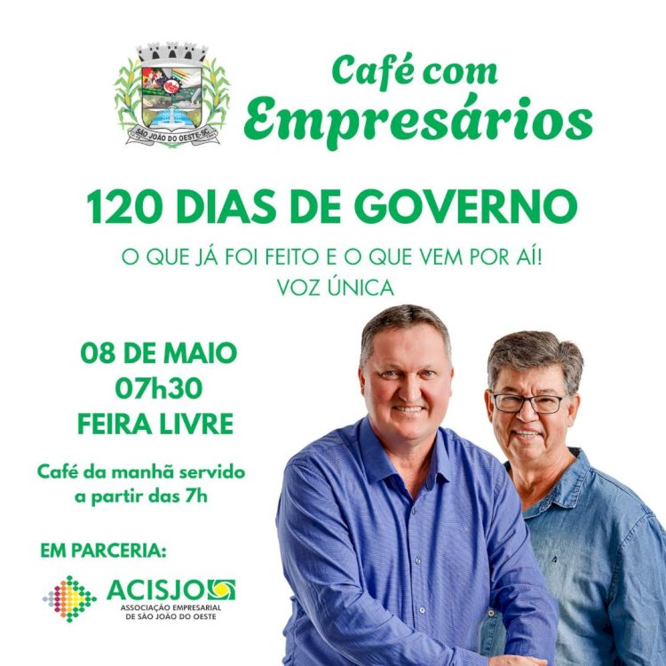 Prefeitura e ACISJO convidam para café com empresários de São João do Oeste
